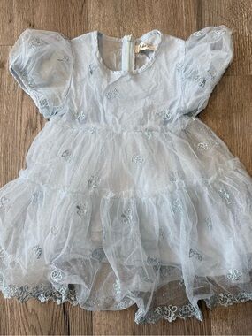 Light Blue Tulle Party Dress for Girls